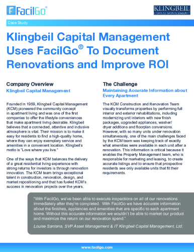 Klingbeil Capital Management Uses FacilGo® To Document Renovations and Improve ROI
